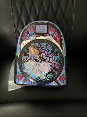 Loungefly Disney Aurora Stained Glass Mini Backpack - Purple, Pink, Blue